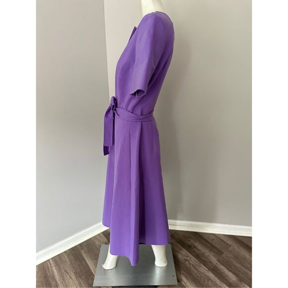 NWT Oscar de la Renta Virgin Wool Midi Dress Purple Size 8 $2590 - Picture 8 of 14